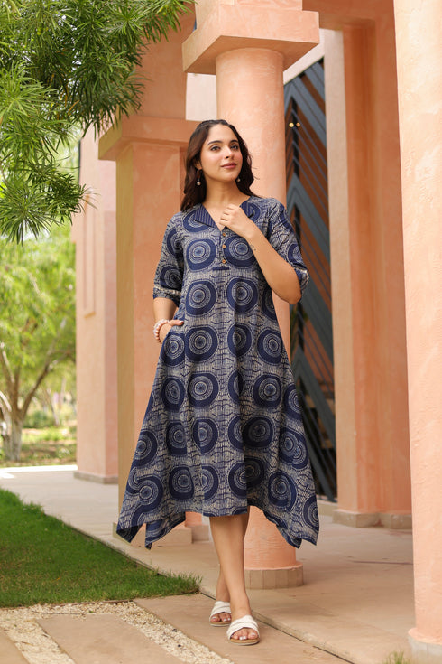 Women Fit & Flare Midi Ethnic Dress